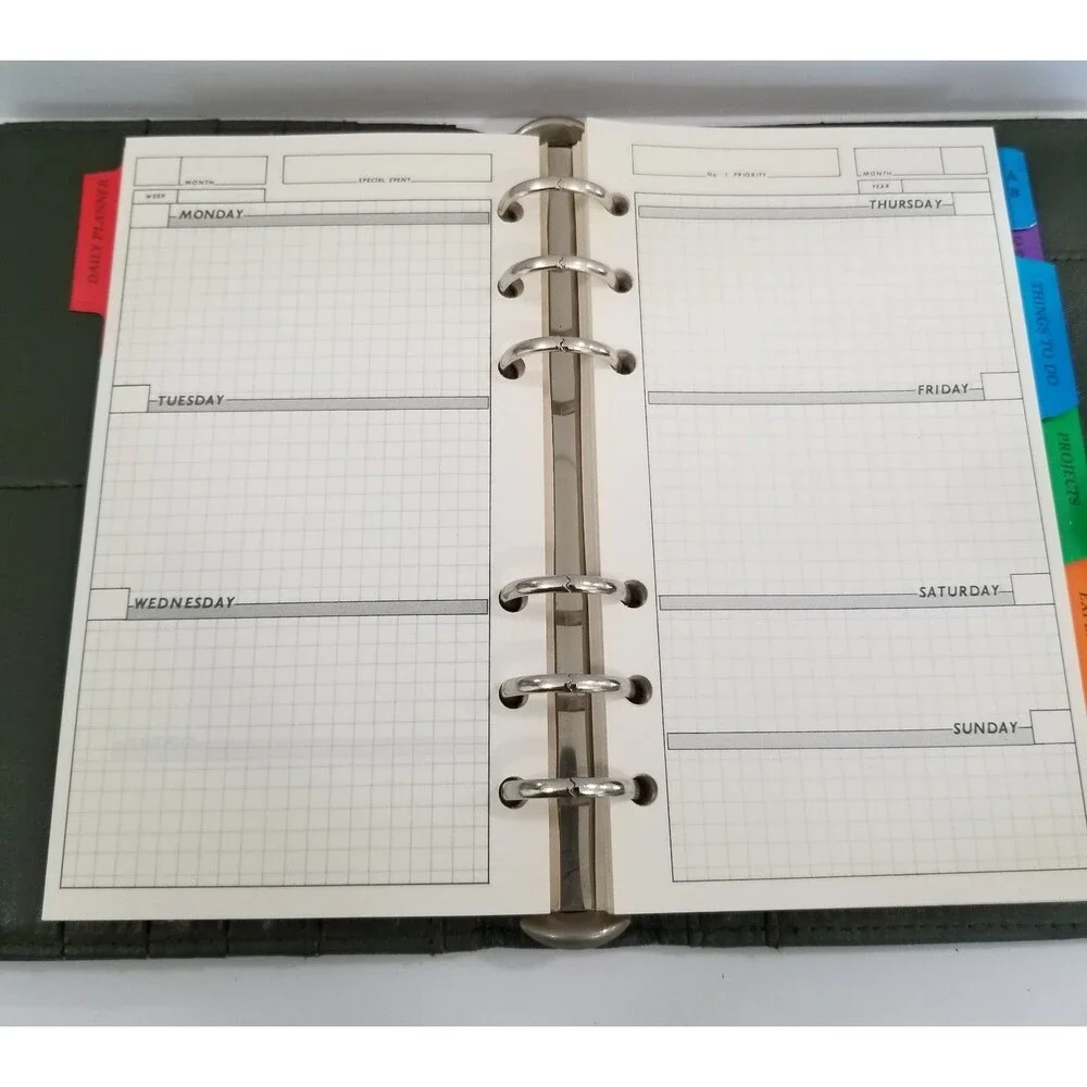 Mundex Dark Green Leather Planner Journal Snap Closure Vintage Unused Like New